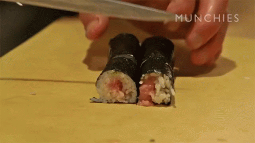 Slice Sushi Roll GIF - Slice Sushi Roll Cutting GIFs