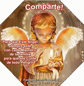 a picture of an angel holding a candle with the words comparte on the bottom