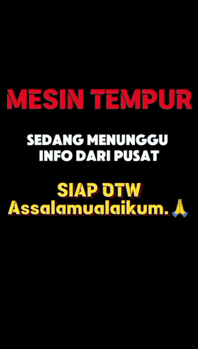 a blue background with the words mesin tempur sedang menunggu info dari pusat
