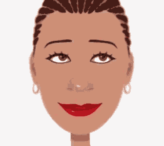 a cartoon drawing of a woman with red lips