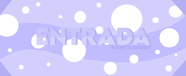 a sign for fluury 's bakery with purple and white polka dots