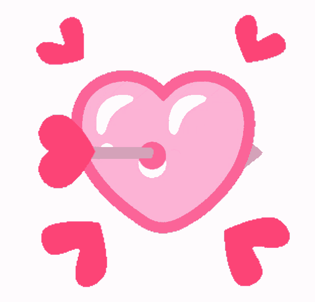 a pink heart with an arrow through it and hearts around it