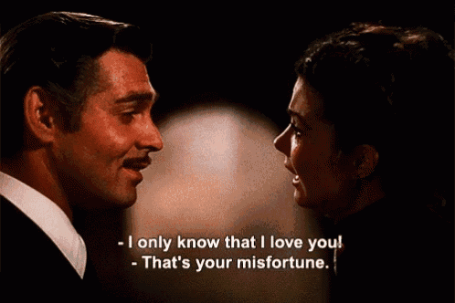 a man and a woman are looking at each other and the woman says i only know that i love you