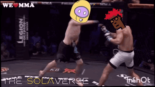 two men are fighting in a boxing ring with the words the solaverse on the bottom right