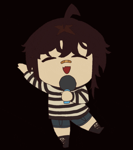 a cartoon drawing of a girl singing into a microphone