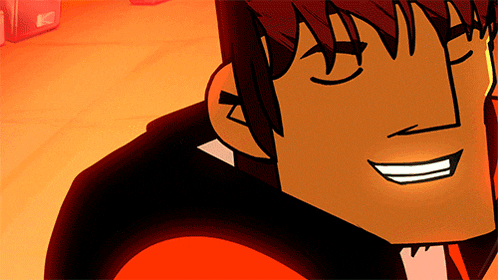 a close up of a cartoon character with a big smile