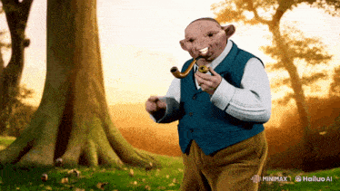 a cartoon character with a pipe in his mouth is sponsored by minimax hailuo ai