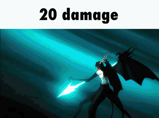 a picture of a demon with 20 damage on it