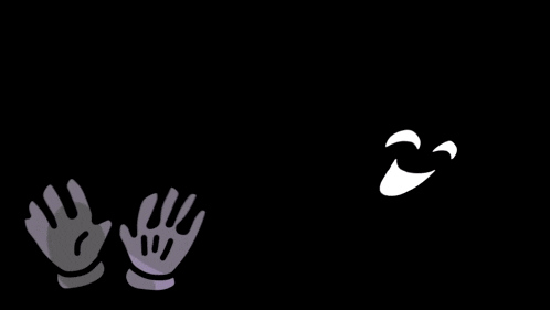a pair of hands reaching out towards a smiley face on a black background .