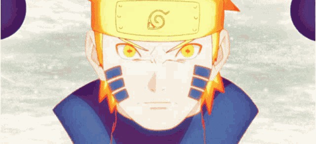 a close up of a naruto character with a yellow headband on