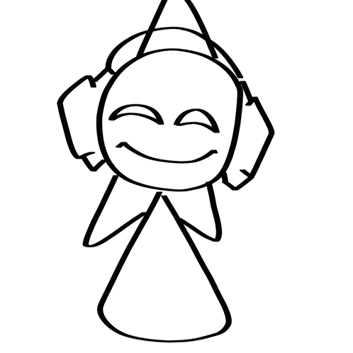 a black and white drawing of a flower with a smile on its face .