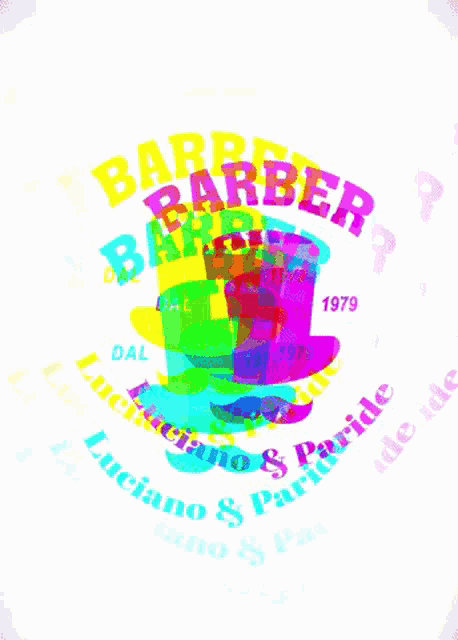 a colorful logo for barber luciano 's parade in 1979