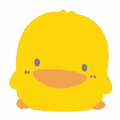 a cartoon drawing of a yellow duck with a smiley face