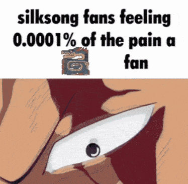 a meme about silksong fans feeling 0.0001 % of the pain of a fan