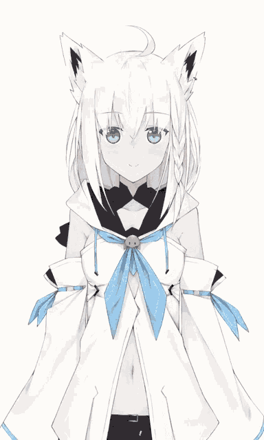 a girl with white hair and green eyes is wearing a white dress