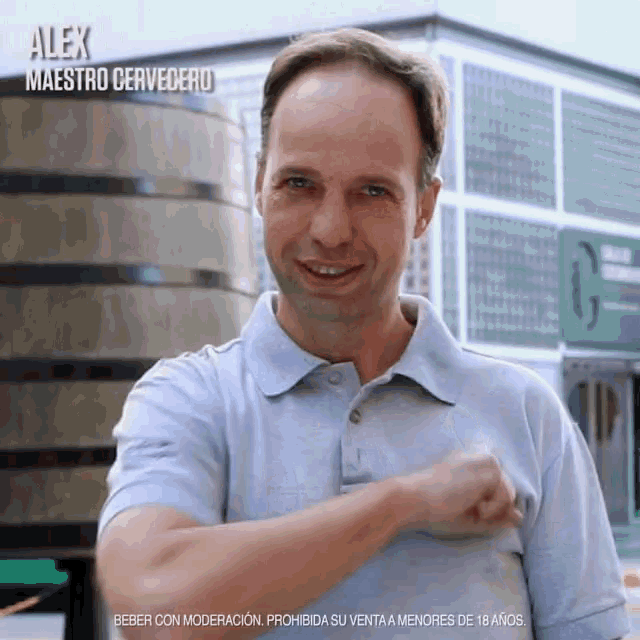 a man with alex maestro cervedero written on the bottom