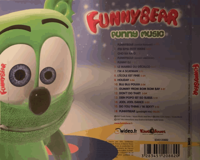 the back cover of a cd called funny bear