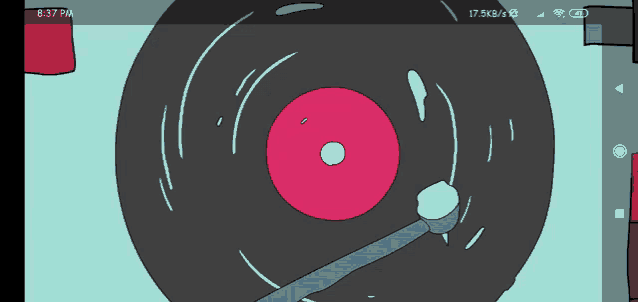 a cartoon drawing of a record player with the time of 8:57 pm