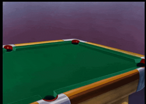 a pool table with balls in a circle including a blue ball
