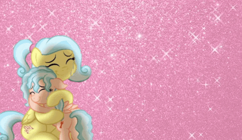 a picture of two ponies hugging with the words " my mother she is beautiful softened the edges and tempered with a spine of steel