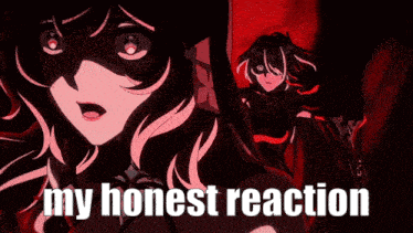a picture of a girl with the words " my honest reaction " below her