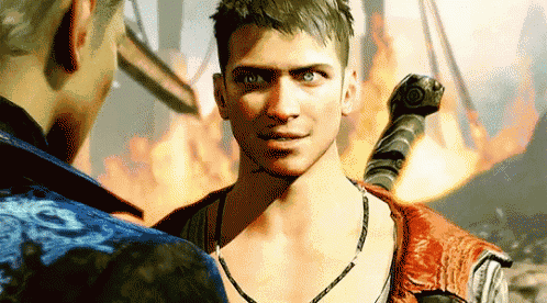 a man in a video game looks at another man