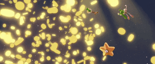 a cartoon character is flying through the air with a star in the middle