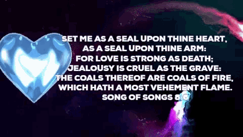 a blue heart with the words set me as a seal upon thine heart at the top