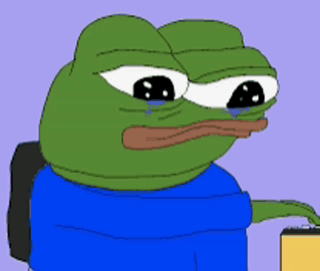 a cartoon of a frog with a blue shirt on