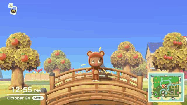 a monkey is standing on a bridge in animal crossing new horizons on october 24th