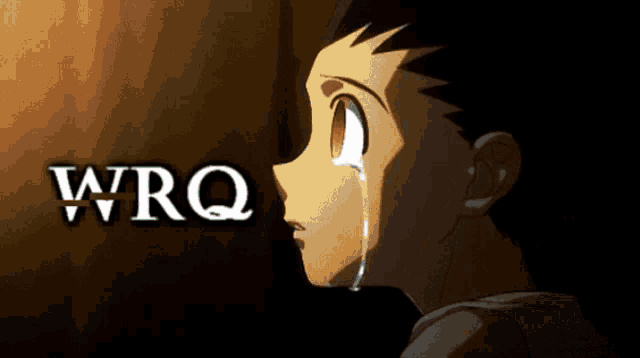 a picture of a boy crying with the word wrq behind him