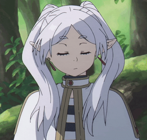 a drawing of a girl with long white hair