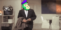 a man in a suit with a gorilla on his face