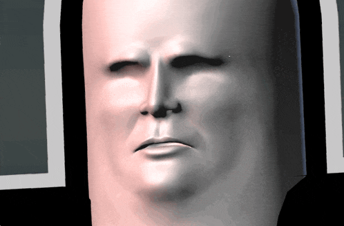 a 3d rendering of a man 's face with a sad expression