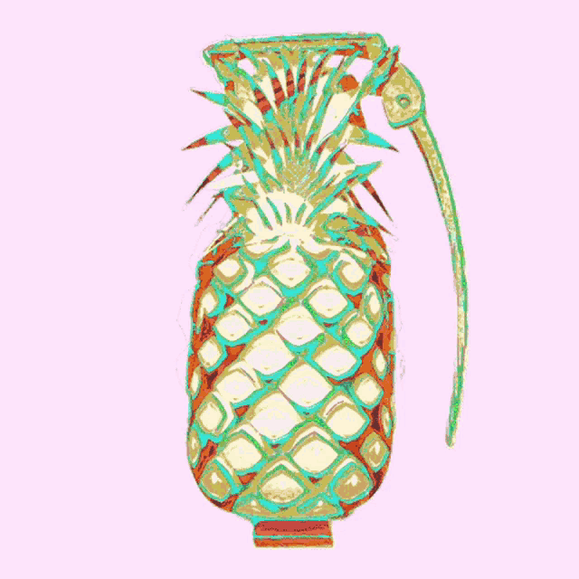 a drawing of a pineapple that looks like a grenade