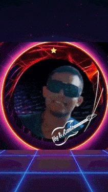 a picture of a man in a circle with the words voz & canto written on it