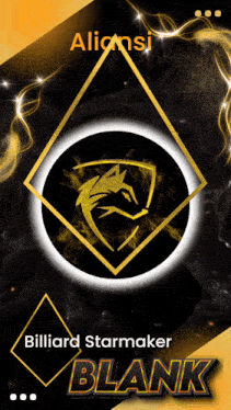 an advertisement for billiard starmaker blank shows a wolf in a shield
