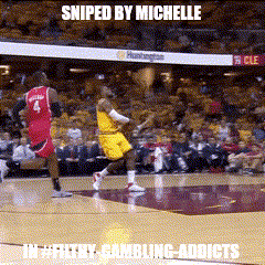 a basketball player is being sniped by michelle during a game