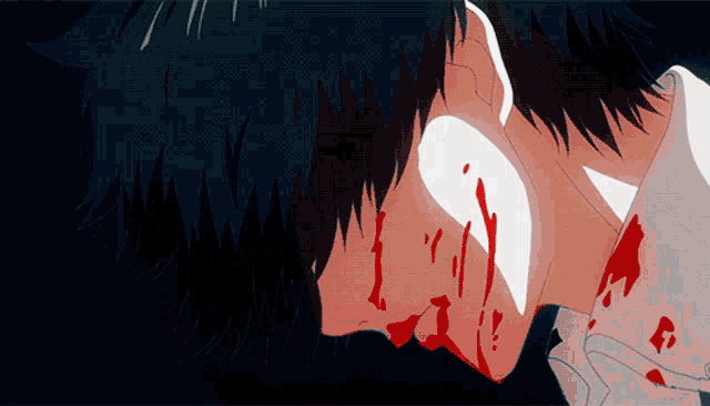 a close up of a person with blood coming out of their nose