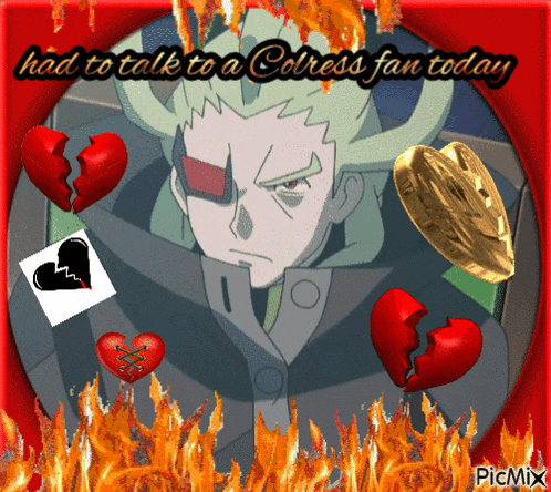 a picture of a man with a broken heart and the words had to talk to a coltress fan today