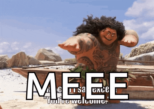 a picture of a man on a beach with the word meee written below him
