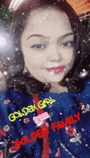 a picture of a girl with the words golden girl and golden family written on it