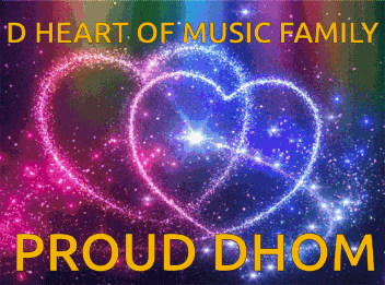 a poster that says ' d heart of music family proud dhom ' at the top