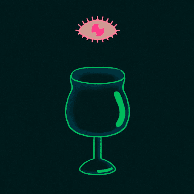 an illustration of a glass of wine with a third eye above it
