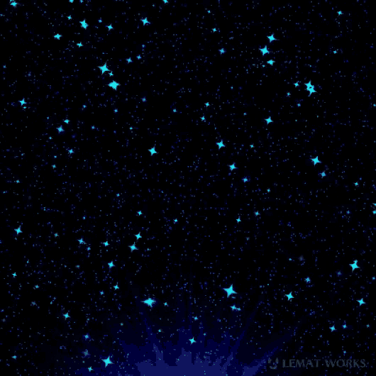 a black background with blue stars and the words " lemat works " at the bottom