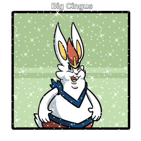 a cartoon of a bunny with the name big cingus on it