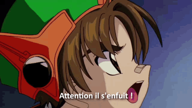 a cartoon character says attention il s ' enfuit in french