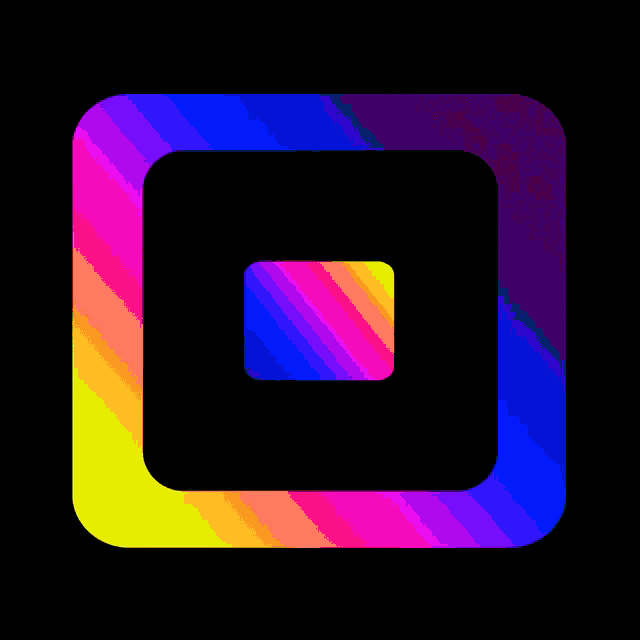 a square with a rainbow colored border around it on a black background