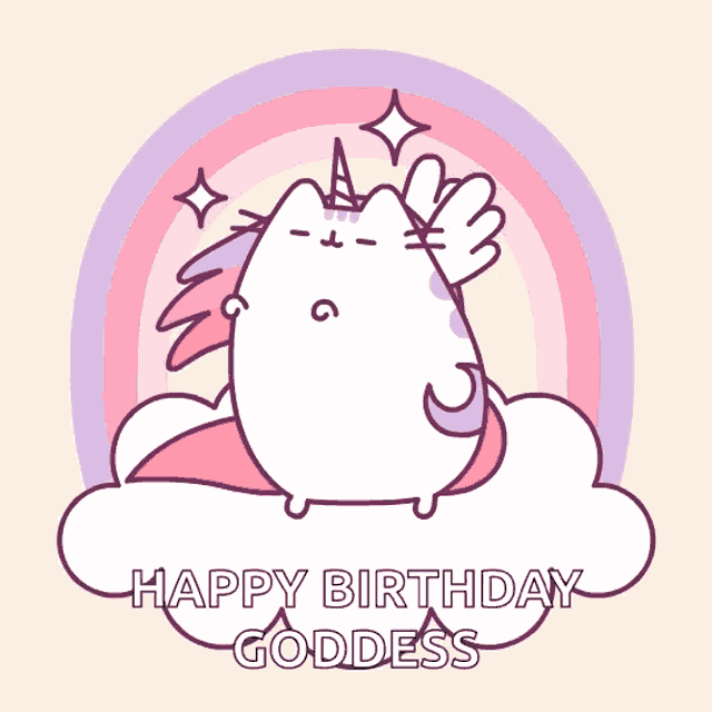 a birthday card with a unicorn and the words happy birthday goddess on it