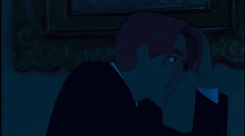 a cartoon of a bald man with blue eyes and a surprised look on his face